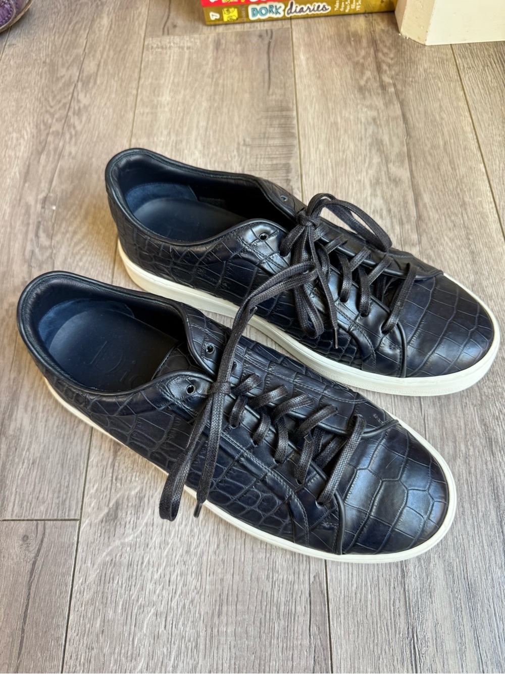 $3,000 Dior Alligator Crocodile Navy Blue Men’s Sneakers - Picture 2 of 7